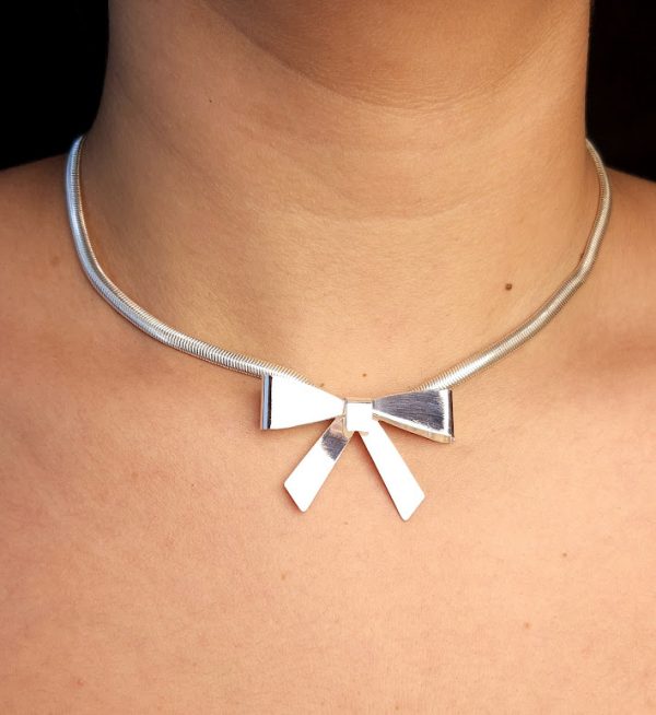 Choker malha rabo de rato com laço laminado