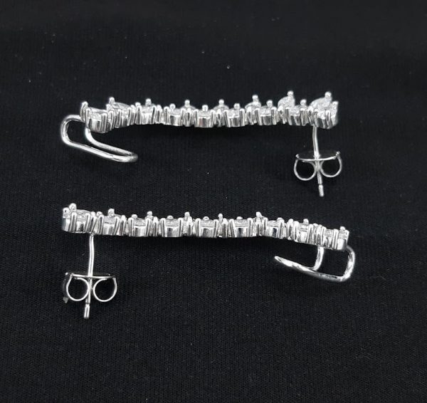 Brinco ear cuff com pedras navete e circulos cristal - Image 3