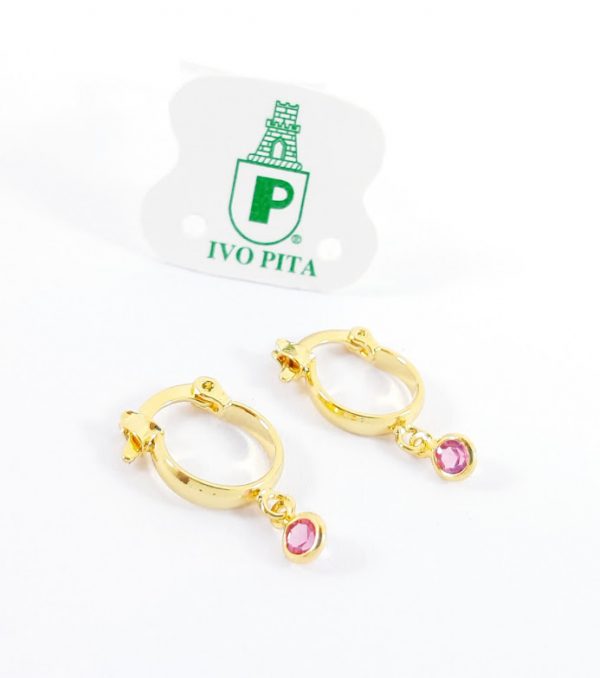 Argola Ivo pita lisa com pedra pêndulo rosa claro