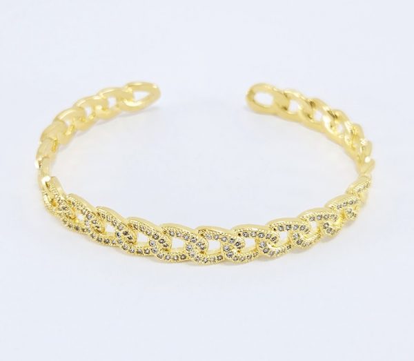 Bracelete elo corrente cravejada com detalhes fio dourado - Image 2