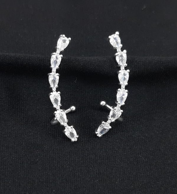 Brinco ear cuff com pedras formato gota cristal - Image 2