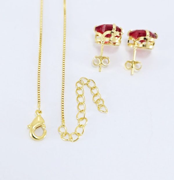 Conjunto coração Vermelho com detalhe dourado - JSL - Image 4