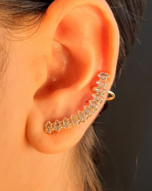 Brinco ear cuff com pedras navetes cristal - Image 2