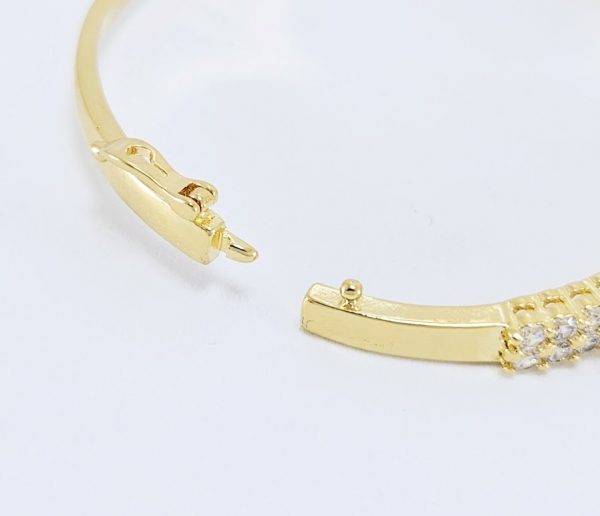 Bracelete faixa dupla com pedraria cristal detalhes dourado - Image 3