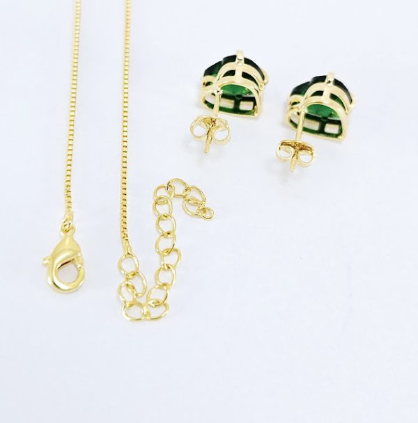 Conjunto coração Verde escuro com detalhe dourado - JSL - Image 4