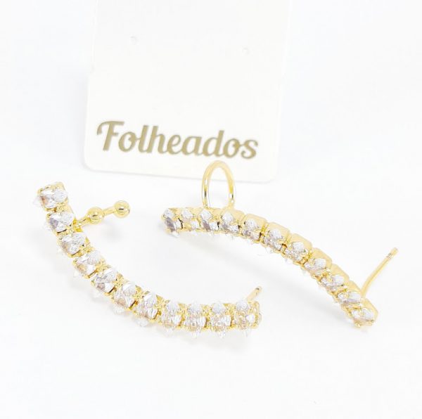 Brinco ear cuff com pedras navetes cristal - Image 3