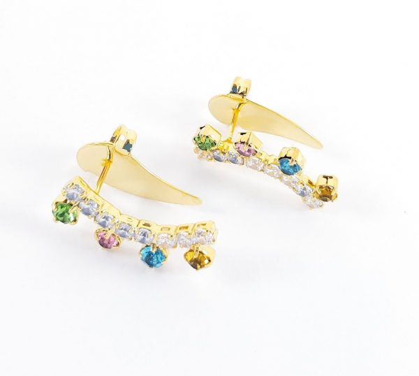 Brinco estilo Ear Cuff com pedras colorida - Image 3