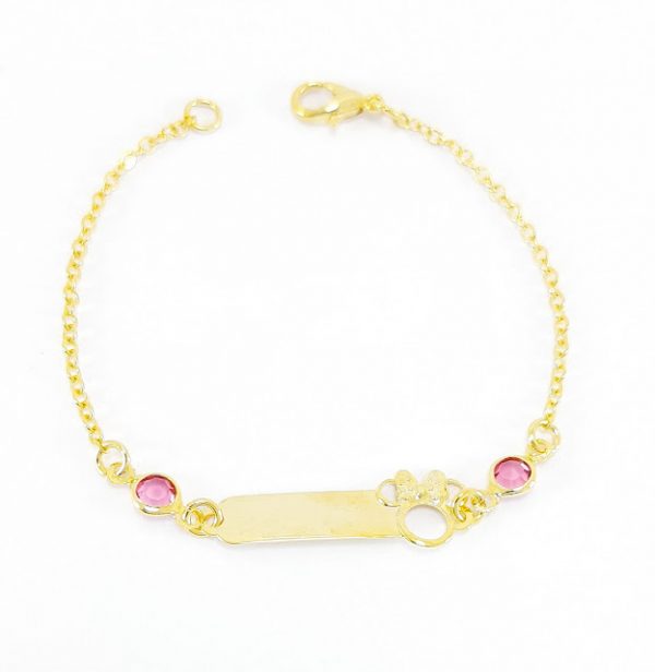 Pulseira com plaquinha minnie com detalhes