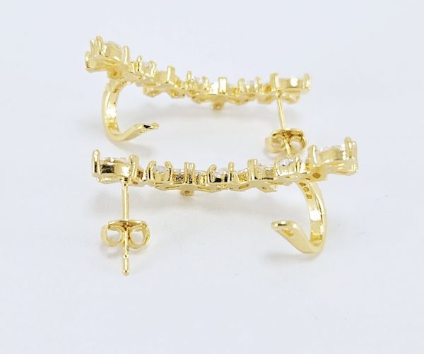 Brinco ear cuff pedras navete cristal com fio cravejado - Image 2