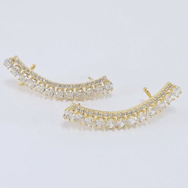 Brinco ear cuff fio cravejado com pedras cristal lateral - Image 2