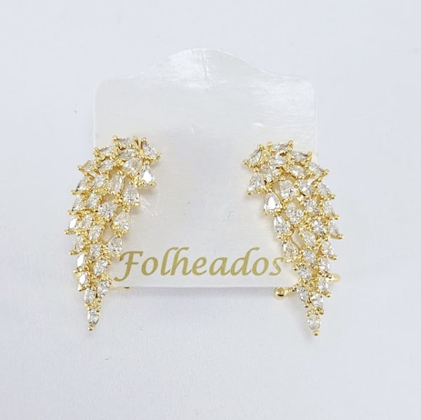 Brinco ear cuff estilo asas cravejado em zircônia