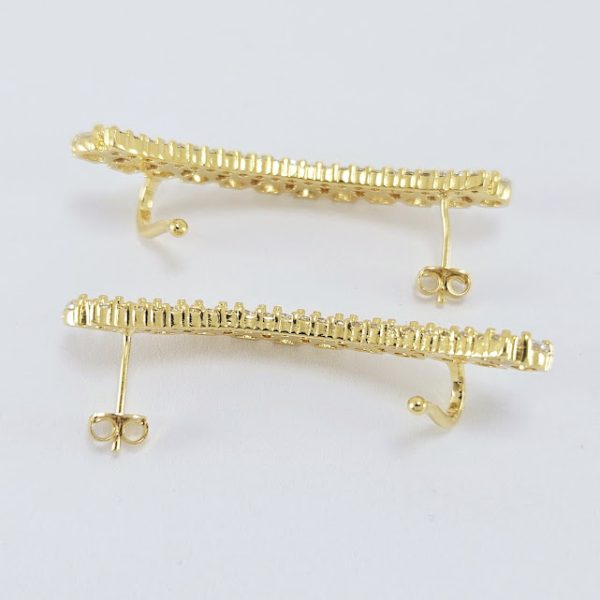 Brinco ear cuff fio cravejado com pedras cristal lateral - Image 3