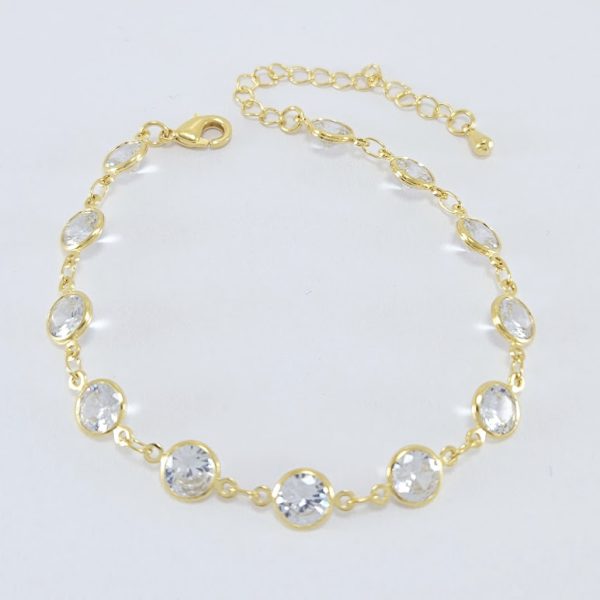 Pulseira com pedra cristal borda dourada