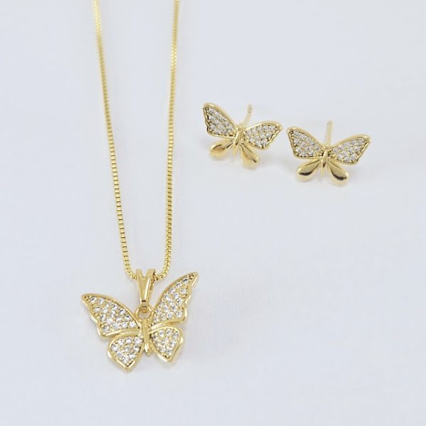 Conjunto borboleta com asas cravejada e detalhe dourado - Image 2