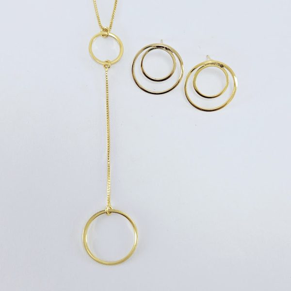 Conjunto circulos duplo dourado