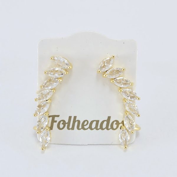 Brinco ear cuff com pedras navetes cristal