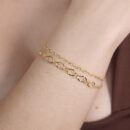 Pulseira dupla elo oval vazado