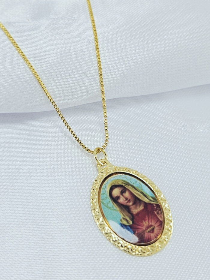 Gargantilha com pingente Imaculado Coração de Maria