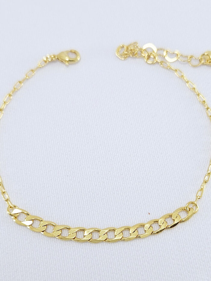 Pulseira com elos gurmet dourado