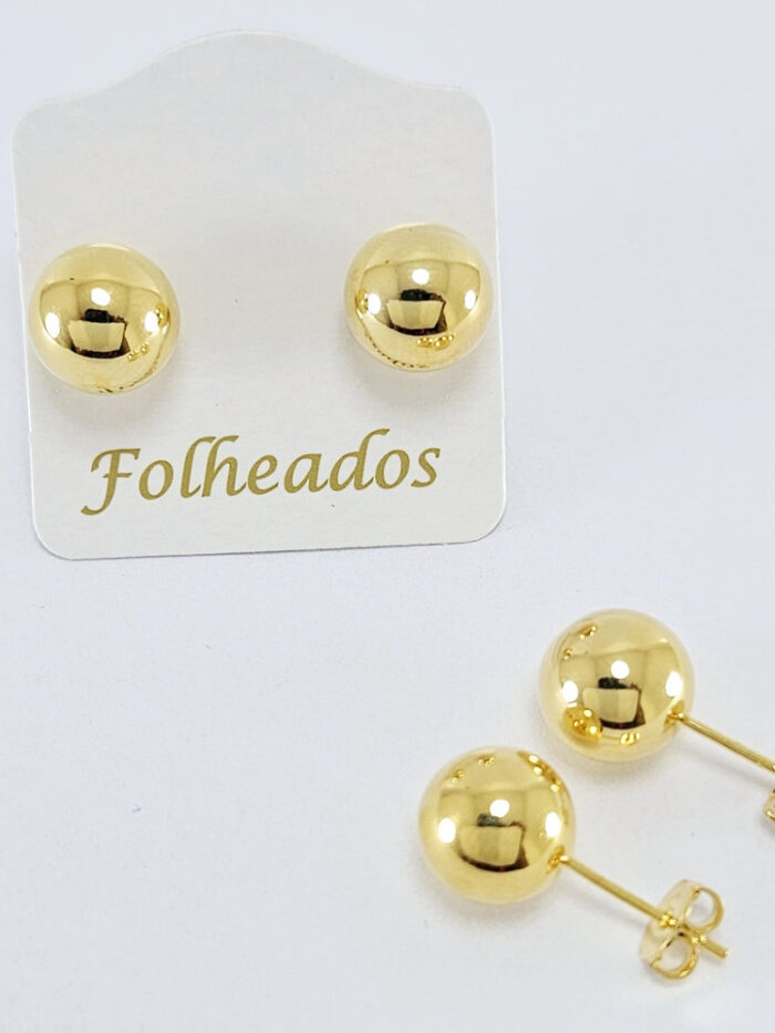 Brinco bola dourada