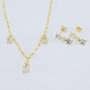 Conjunto detalhe pedra cristal quadrada