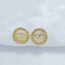 Brinco redondo vazado com duplo coração