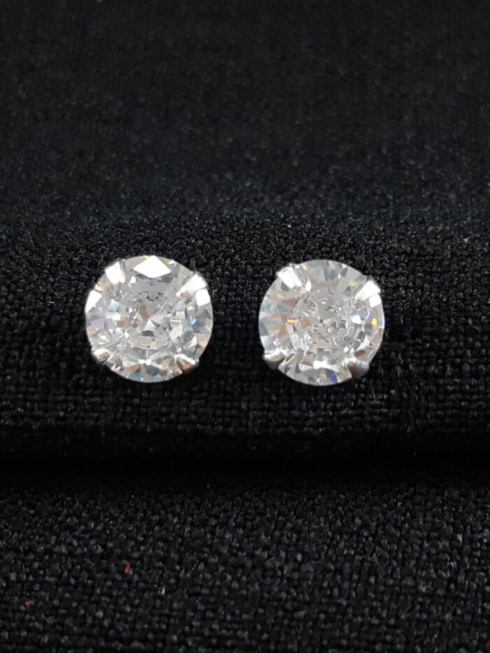 Brinco pedra cristal base prateada