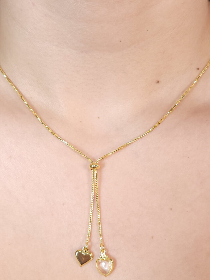 Gravatinha veneziana com corações cristal e liso