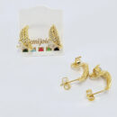 Brinco folha cravejado com detalhe gota