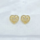 Brinco coração duplo cravejado