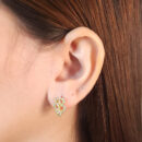 Brinco pedra navete fio cravejado