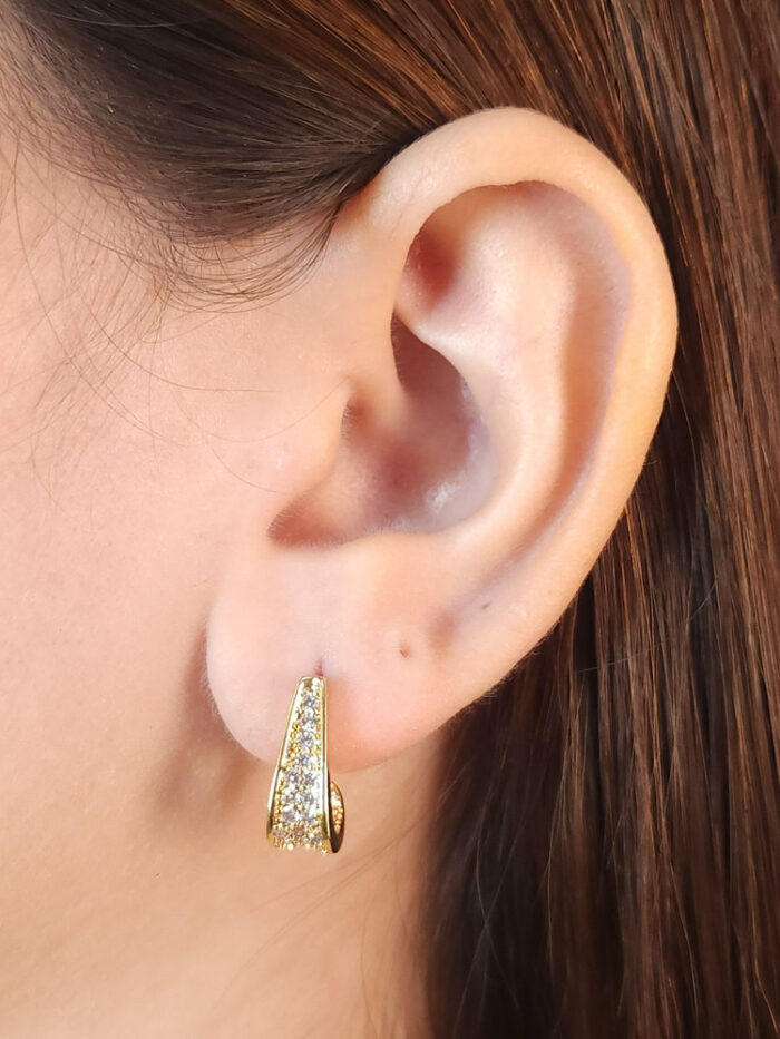 Brinco cravejada com base dourada