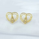 Brinco fio duplo com detalhe nossa senhora aparecida cravejado