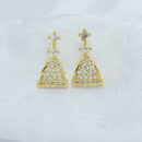 Brinco com base de pedra cristal cravejado