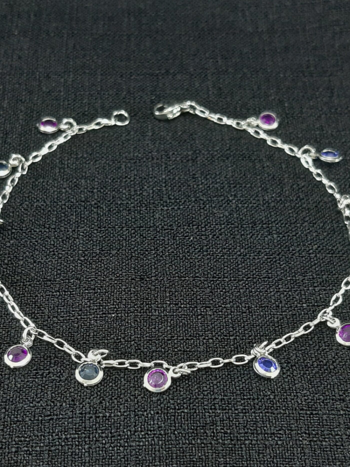 Tornozeleira com pedras colorida