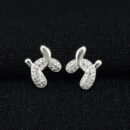 Brinco entrelaçado fio duplo cravejado e liso