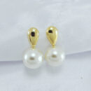 Brinco base gota dourada com pérola