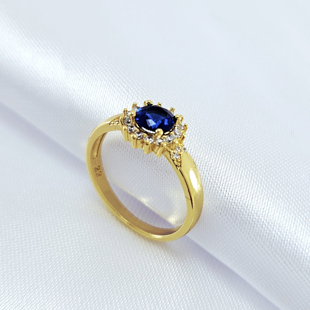 Anel de Formatura Azul Cravejado com zircônias cristal - Imagem 2