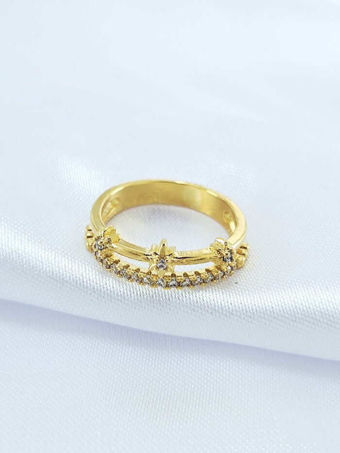 Anel dois fios com pedrinhas cristal