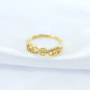 Anel dois fios cruzado cravejado e elos