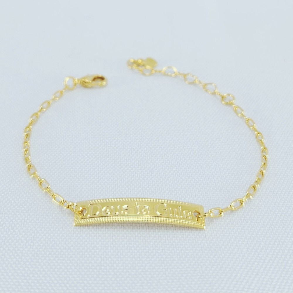 Pulseira infantil com placa ´DEUS TE GUIE´