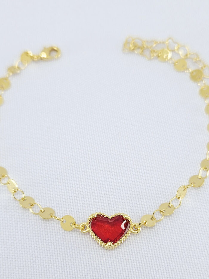 Pulseira com detalhe redondo e coração