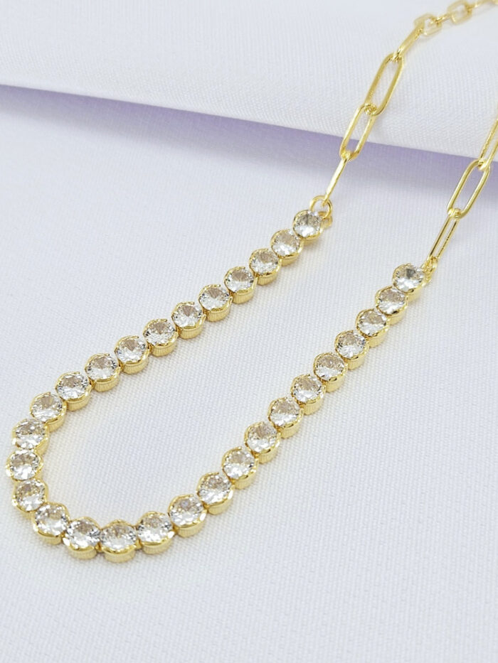 Gargantilha chocker com fio riviera cristal