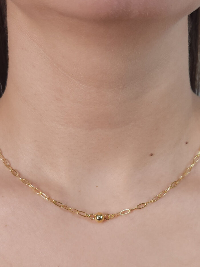 Gargantilha elos cartier com bola boleado dourado