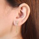 Brinco fio com pedras navete cristal