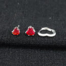 Trio de brincos coração com argola vazada