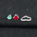 Trio de brincos coração com argola vazada