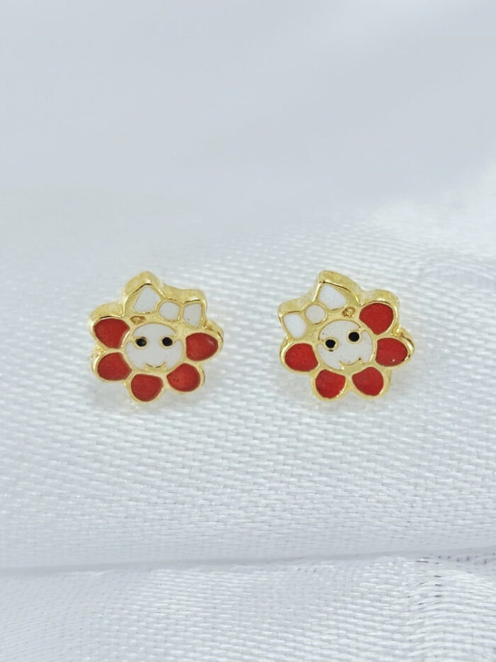 Brinco infantil flor com laço