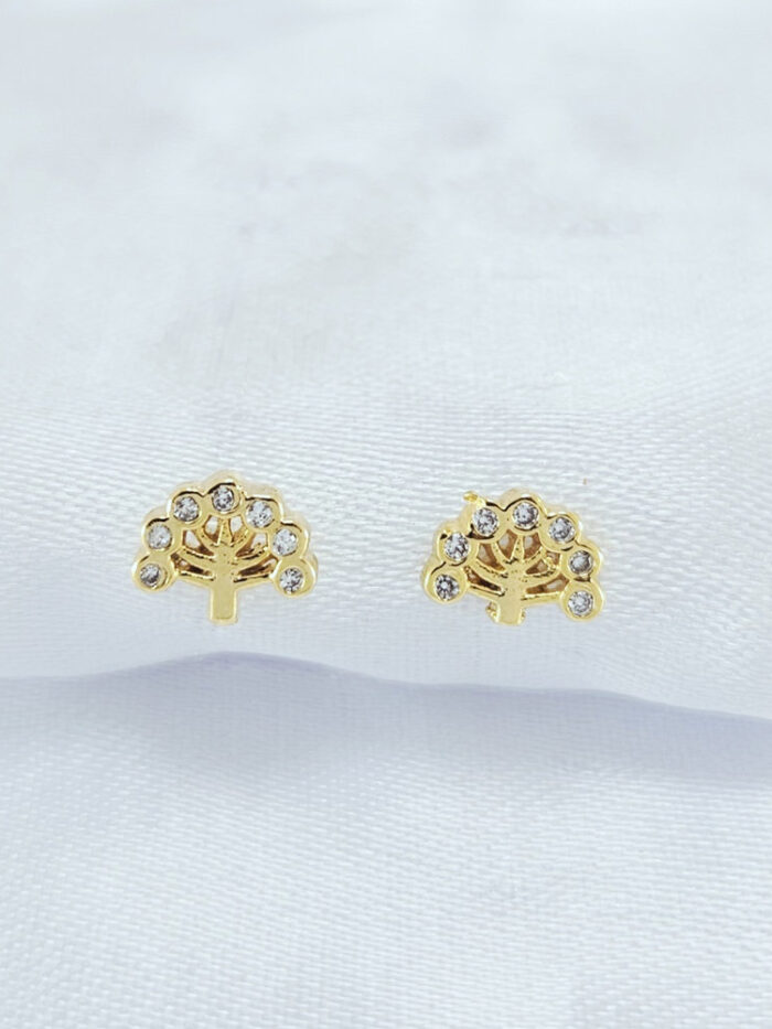 Brinco árvore da vida com pedras cristal