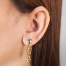 Brinco base oval pêndulo fio duplo infinito